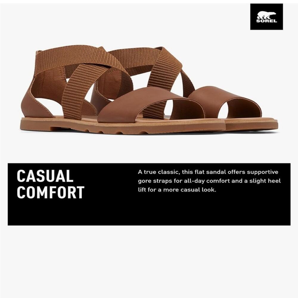 Sorel Ella Cross Cross Leather Sandals Size 9.5 Supportive All Day Comfort‎